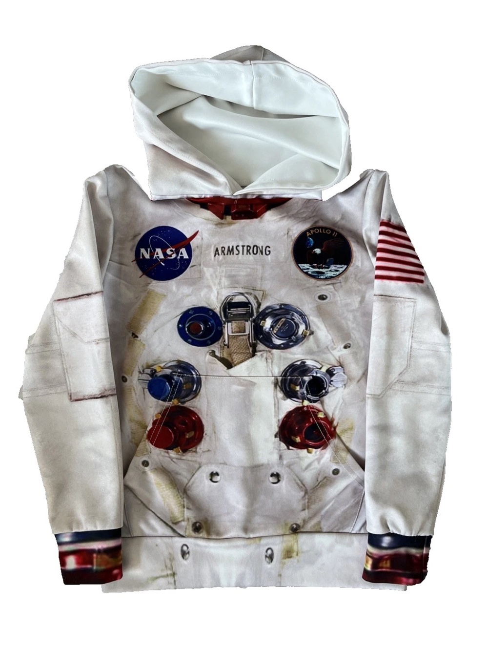 NASA Neil Armstrong Astronaut Spacesuit Hoodie Apollo 11 3D Pullover Youth XS GC